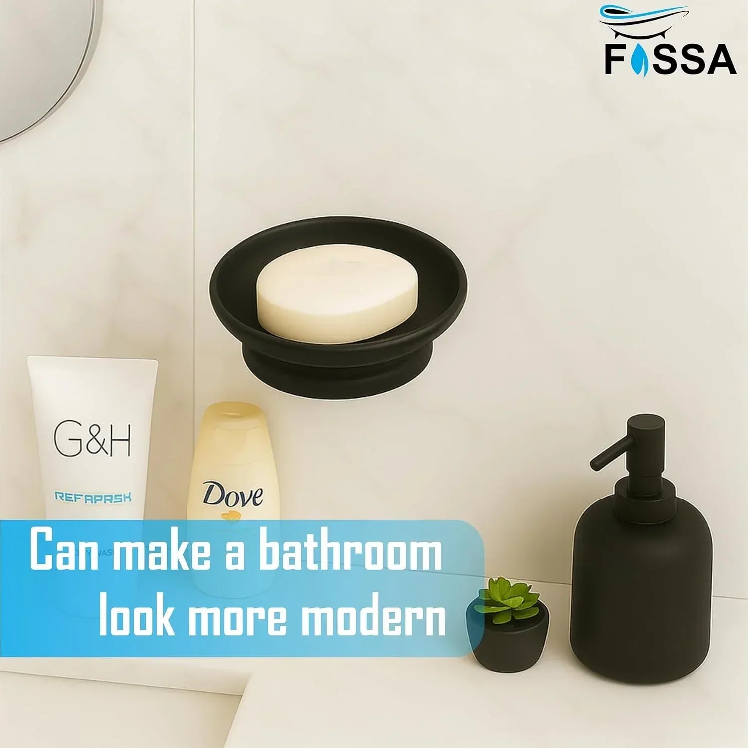 Ceramic Black Unbreakable Soap Dish  Round Glossy Finish (RB-121)